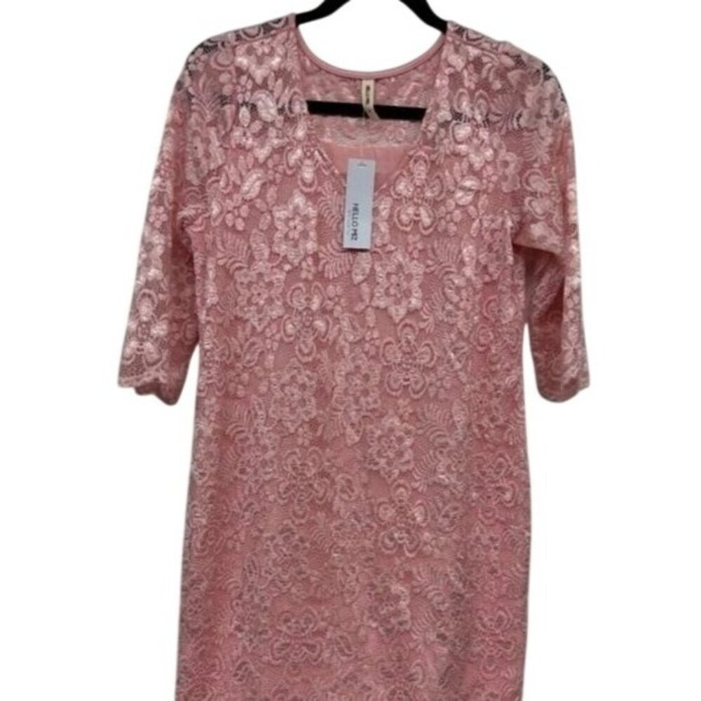 Hello Miz Pink Lace Maternity Sheath Dress size Large NWT
